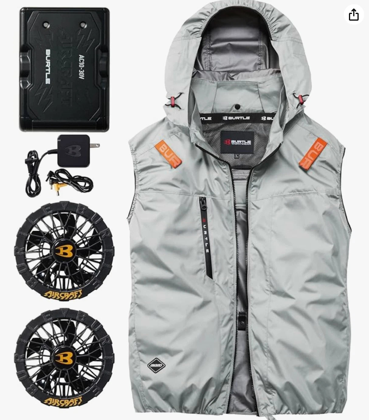 NEW BURTLE 30V Aircraft Cooling Jacket Fan Battery Full Set Ready to Use Japan