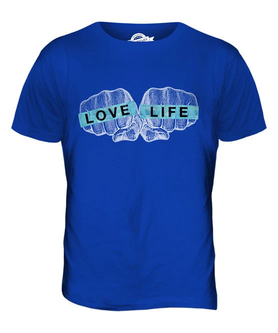 LOVE LIFE KNUCKLES PRINTED MENS FASHION T-SHIRT SLOGAN TOP HIPSTER SWAG TRENDY