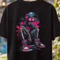 Skeleton Graffiti Streetwear T-Shirt, Urban Colorful Drop-Shoulder Tee