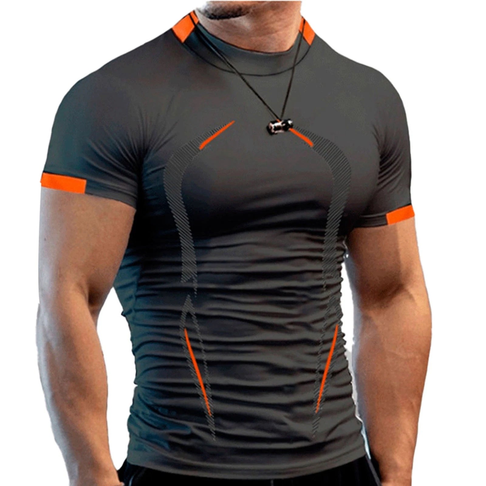 Men Top Short Sleeve Polyester Cotton Pretty Color Slim Fit Men T Shirt Round