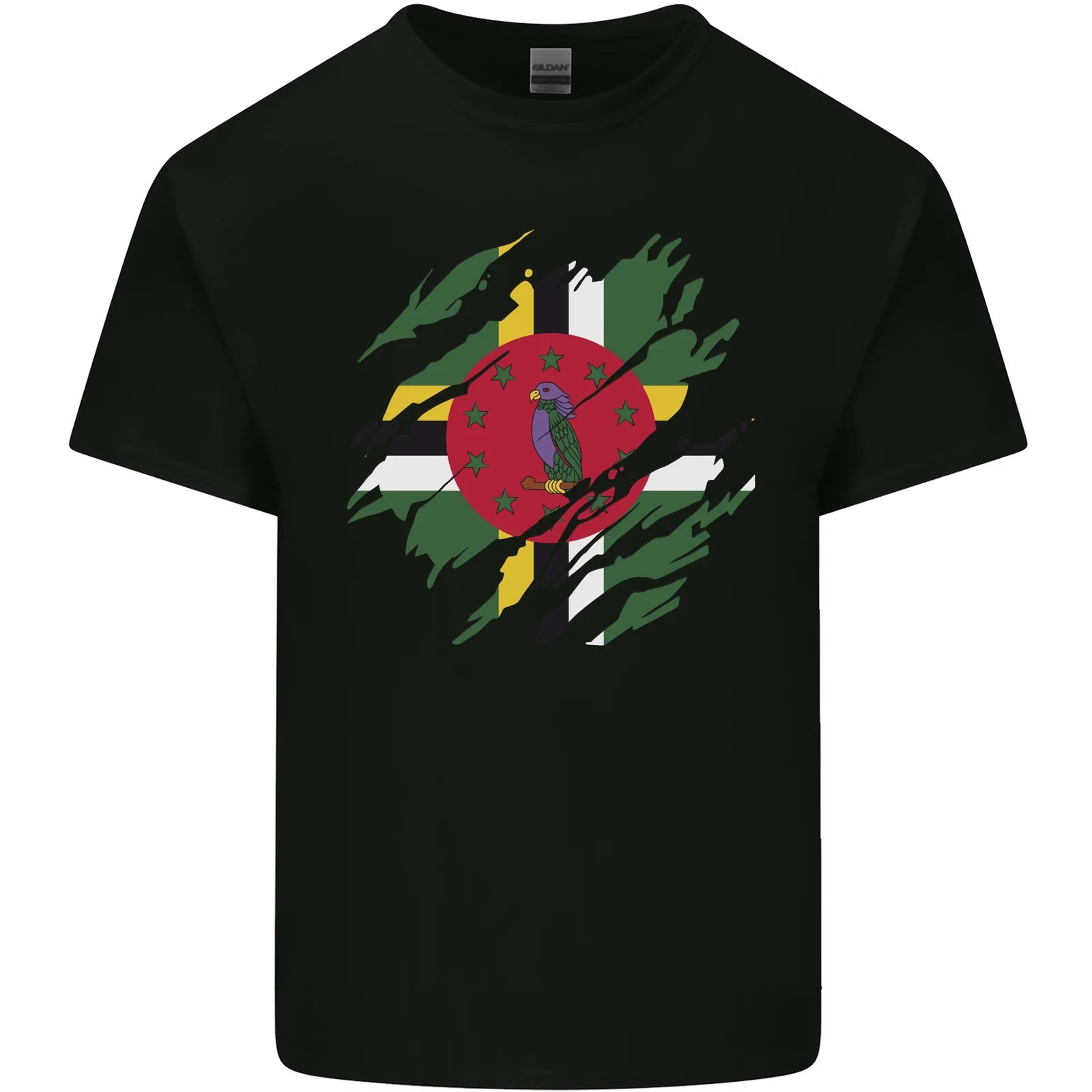 Torn Dominica Flag Dominican Day Football Mens Cotton T-Shirt Tee Top