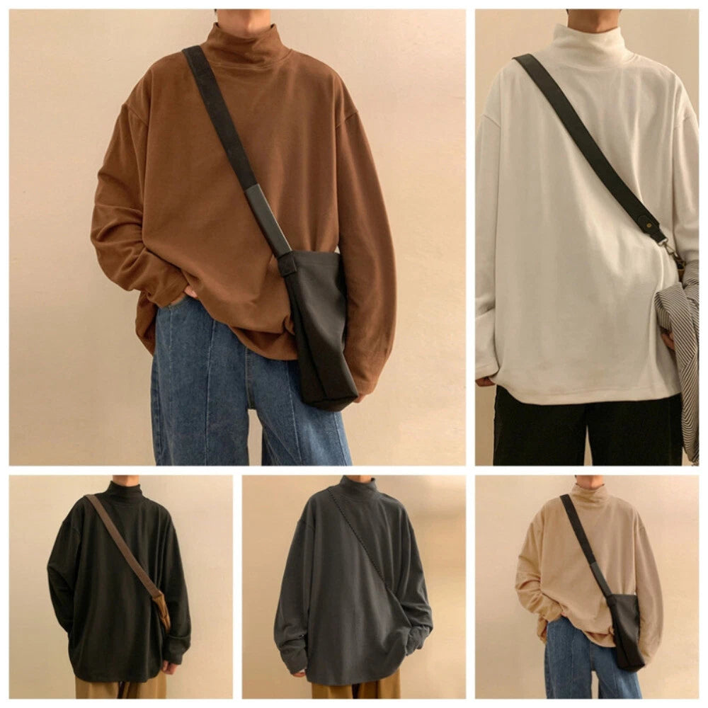 Thermal Men Shirts High Neck T-shirts Tops Blouse Warm Winter Basic Casual