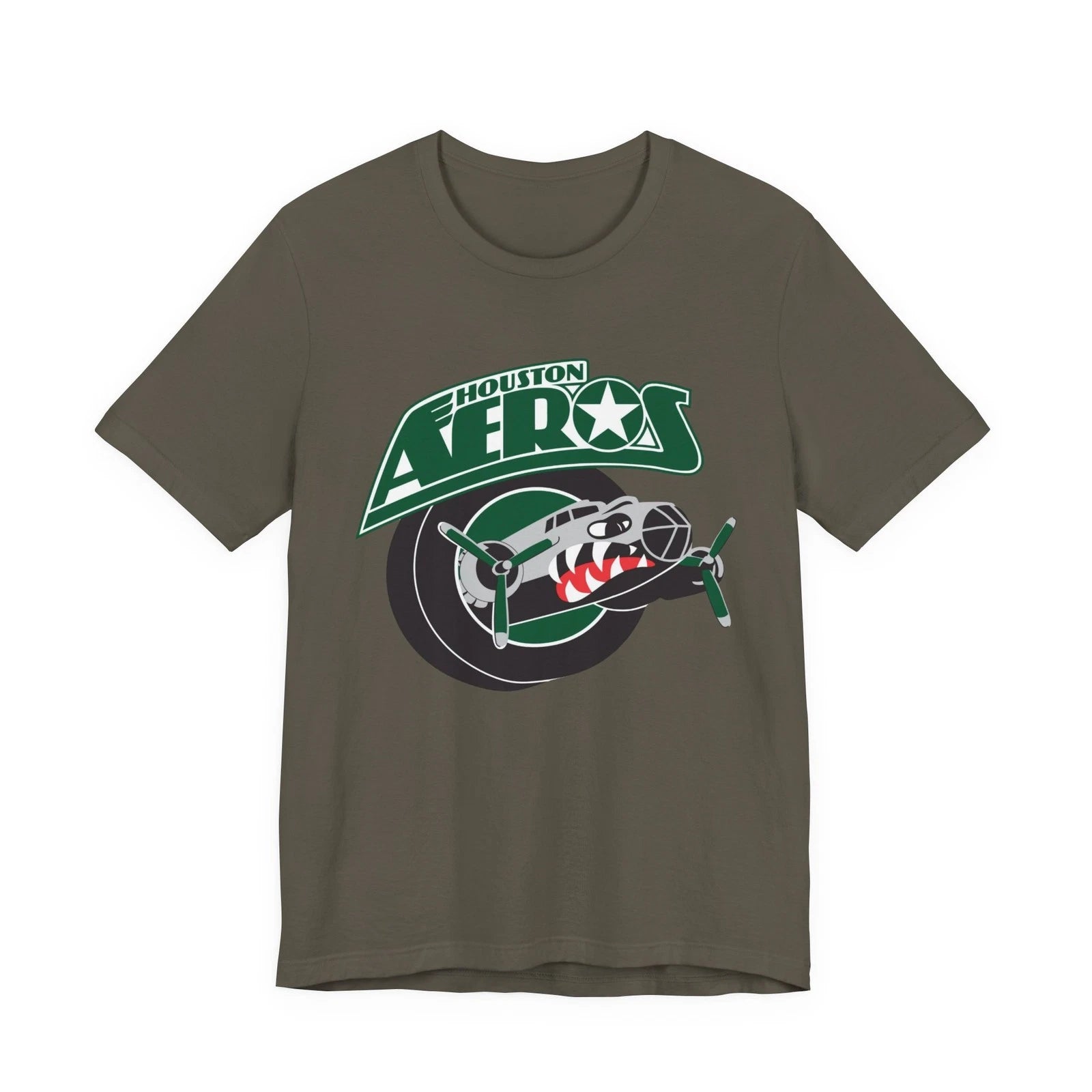 Defunct AHL Hockey Team Houston Aeros Printed T-Shirt Vintage Sports Collectible