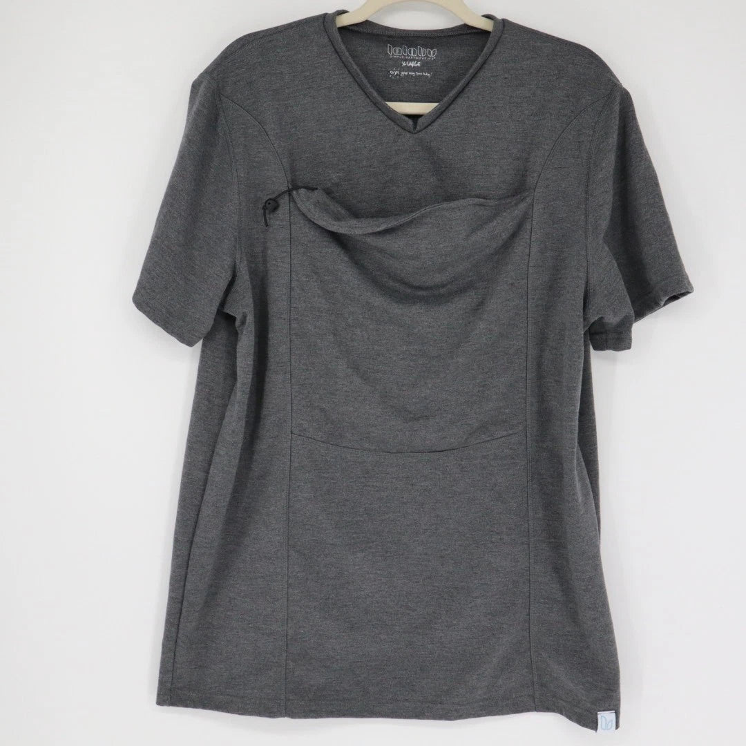 Lalabu Simple Dad Shirt Mens XL Gray Baby Carrier Kangaroo Pouch New Dad Gift