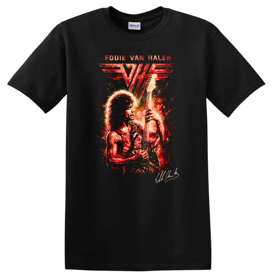 Eddie Van Halen Tribute Graphic T Shirt Retro Rock Music Tee Gift Idea