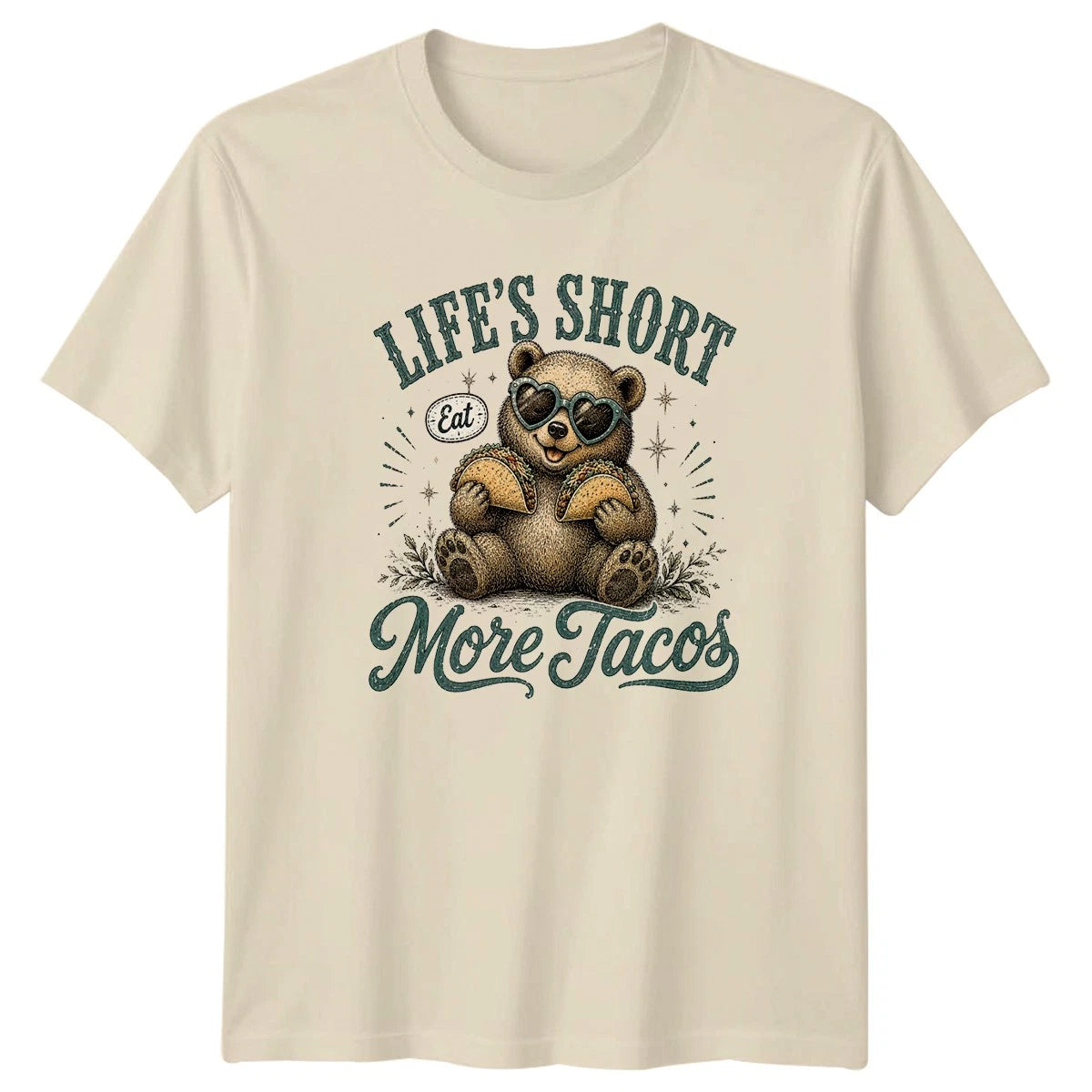 Lifes Short Eat More Tacos T-Shirt Lazy Bear Tacos Birthday Gift For Him And Her