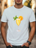 Vibrant Cocktail Print Graphic T-Shirt Unisex Men Women Trendy Tee Casual Tee