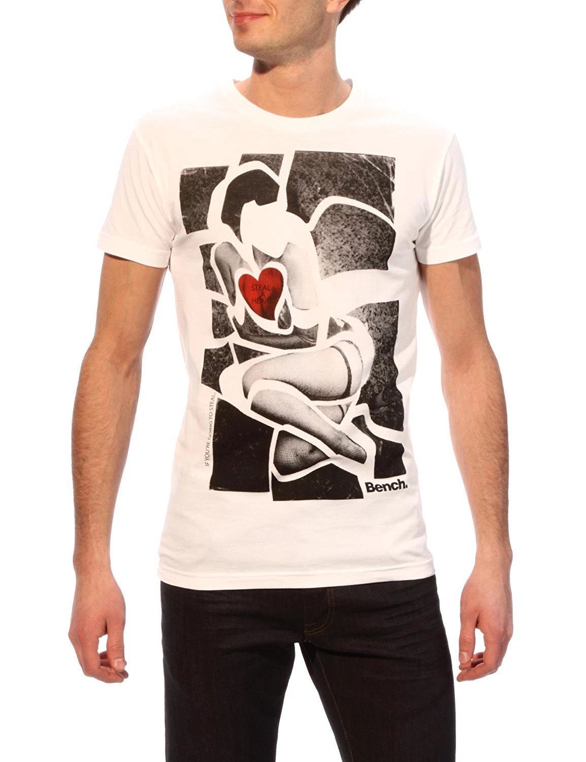 Bench Betty Urban Streetwear Men's White Graphic T-Shirt NWT