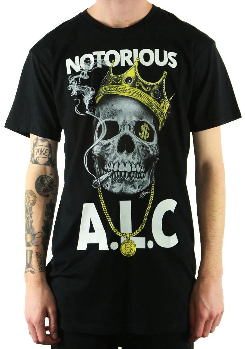 ALC APPAREL Notorious Skull Tattoo Art Street Wear Slim-Fit T-Shirt L NEW