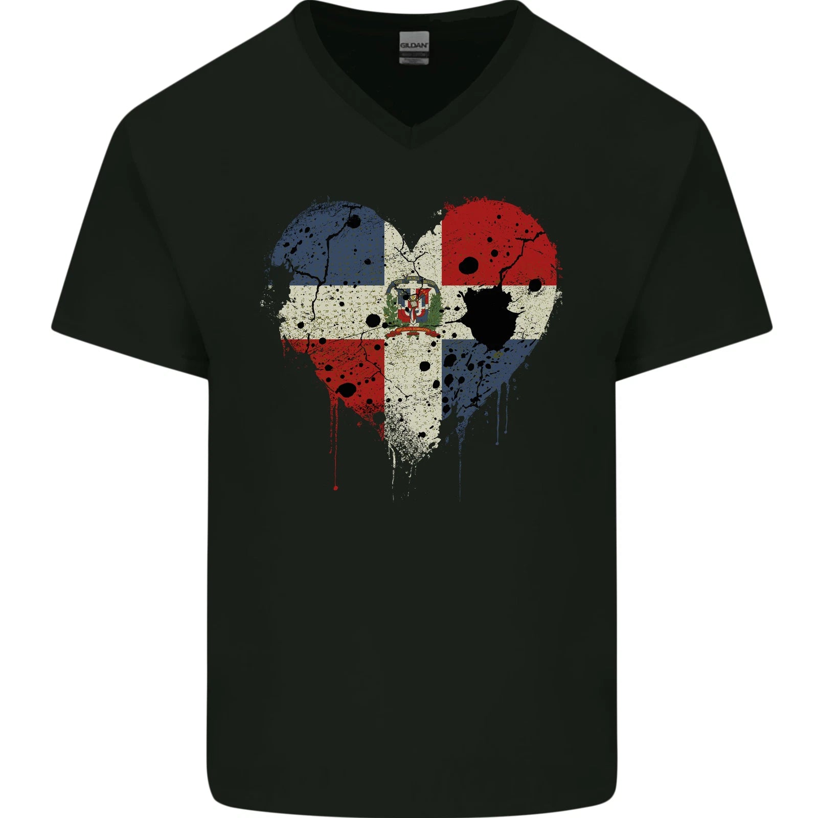 Love Dominican Republic Flag Dominicanos Day Mens V-Neck Cotton T-Shirt