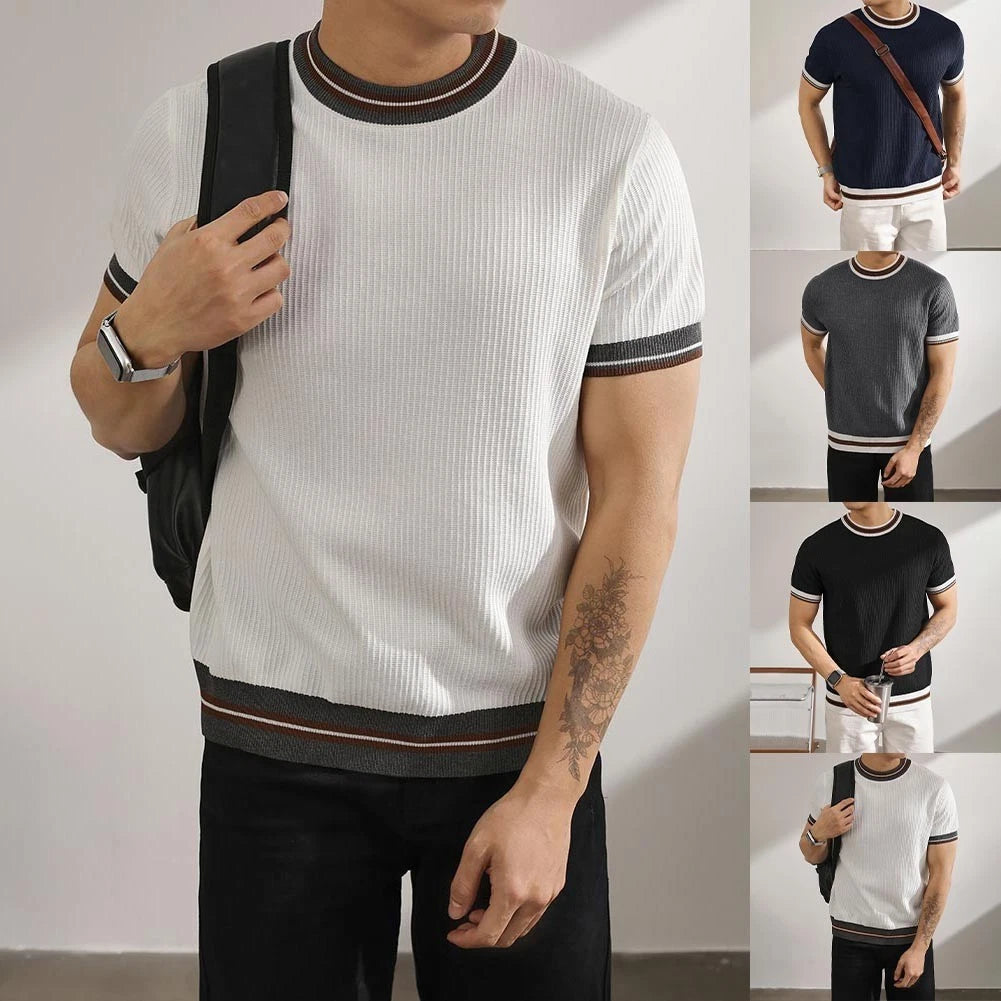 For Office Wear Mens Knitted Top Casual Business Shirt Business Casual
