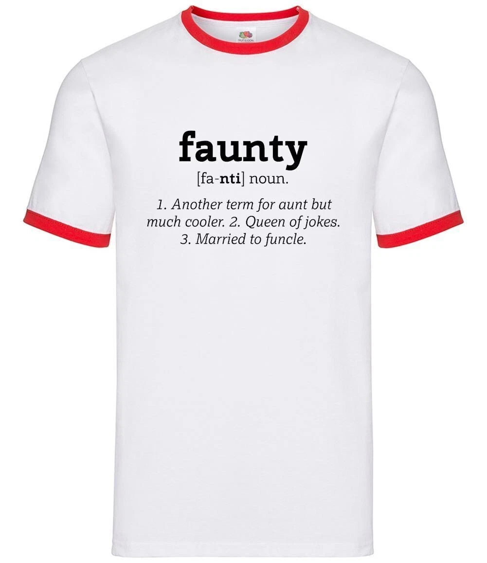 Faunty Definition Funny - Mens Ringer - Auntie Aunty Aunt Love Cool
