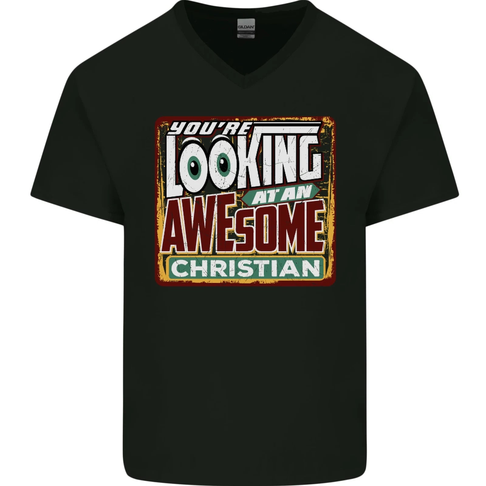An Awesome Christian Christianity Mens V-Neck Cotton T-Shirt