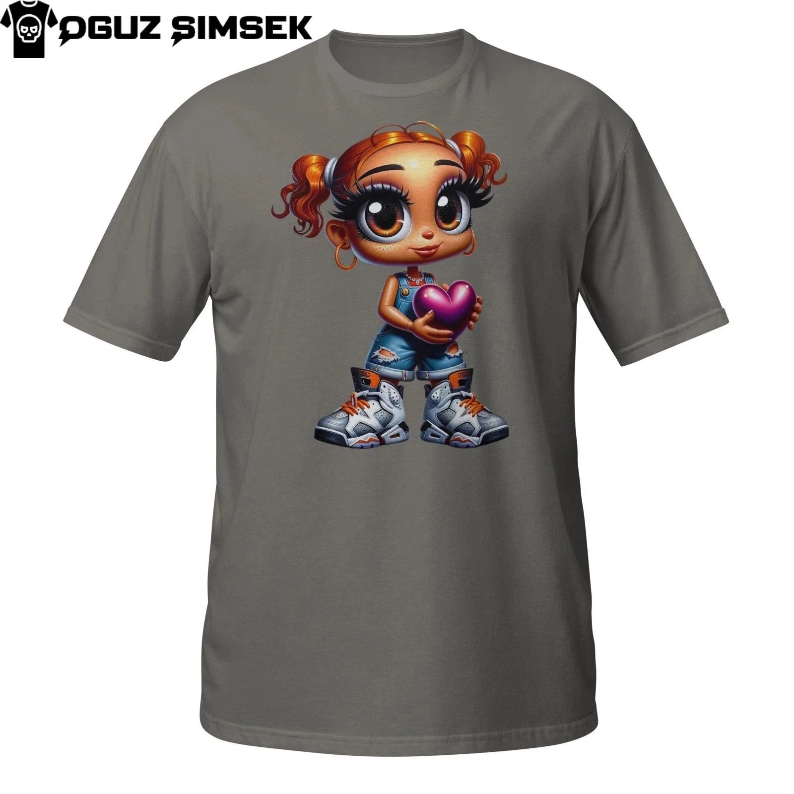 Urban Heart Girl T-Shirt – Cute Streetwear Cartoon Style | Hip Hop Vibes Art