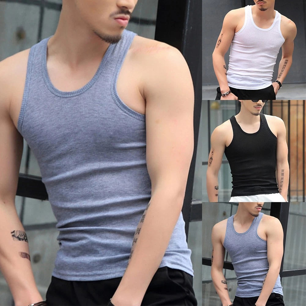 Tank Tops Sleeveless Solid Color Sports T-shirts Undershirts Bodybuilding