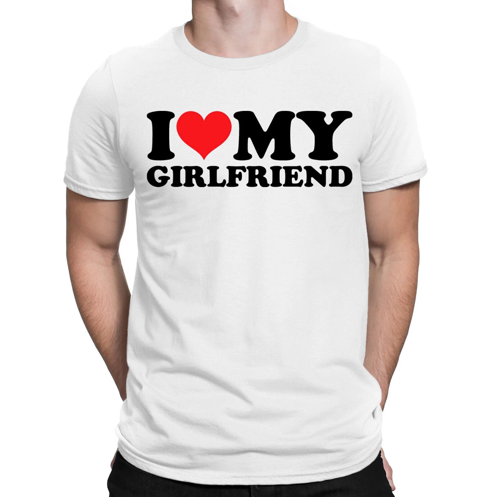 I Love My Girlfriend Worlds Best Soulmates Forever Mens T-Shirt Tee Love Top #E