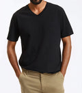 2 Pack Short Sleeve Men's T-shirt .  V-Neck. 100%  Cotton. Black. Size XXL/56