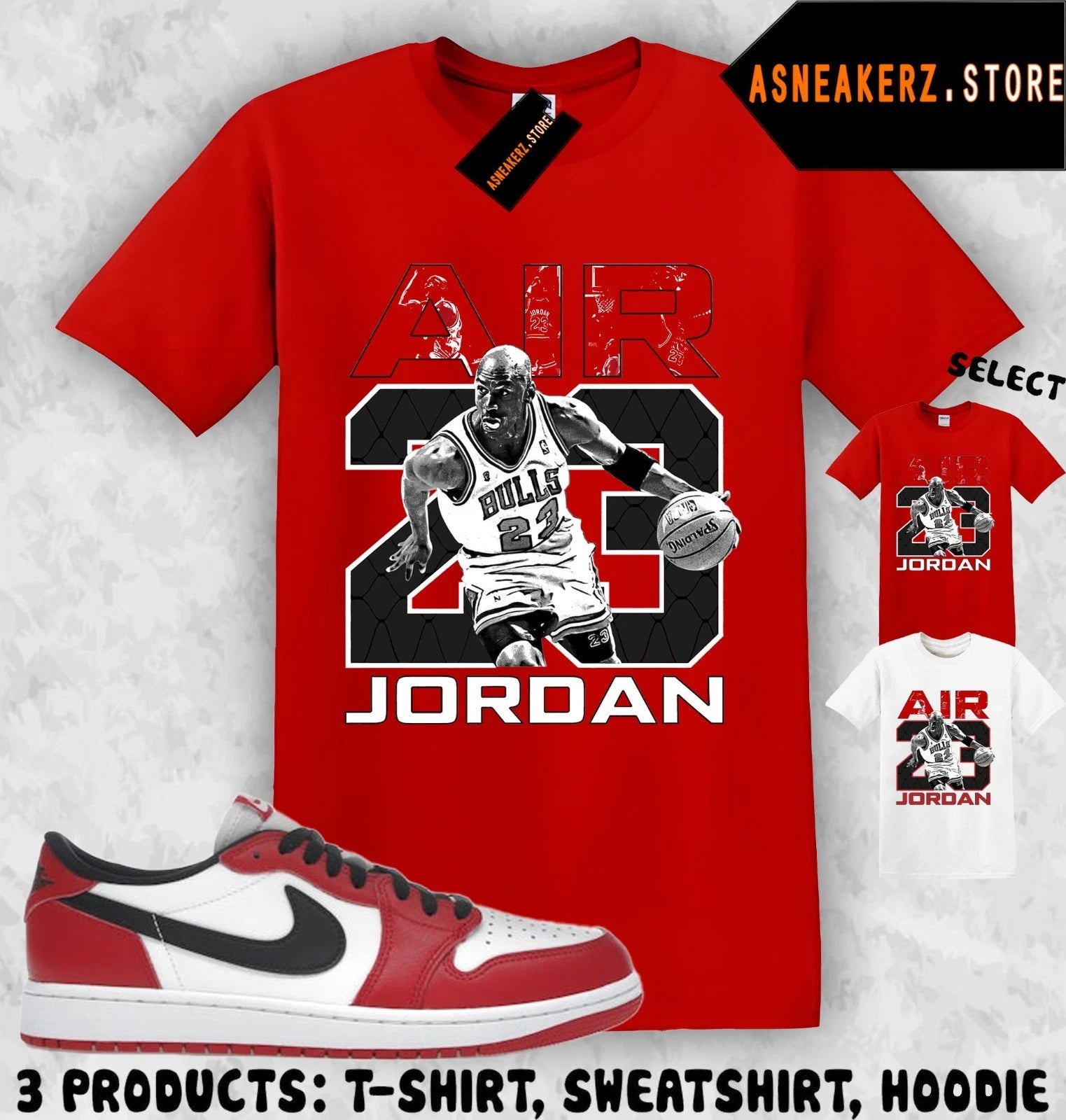 Shirt Matching AJ 1 Low OG Chicago 2025 Match Sneaker Vintage Air MJ 23 T-Shirt