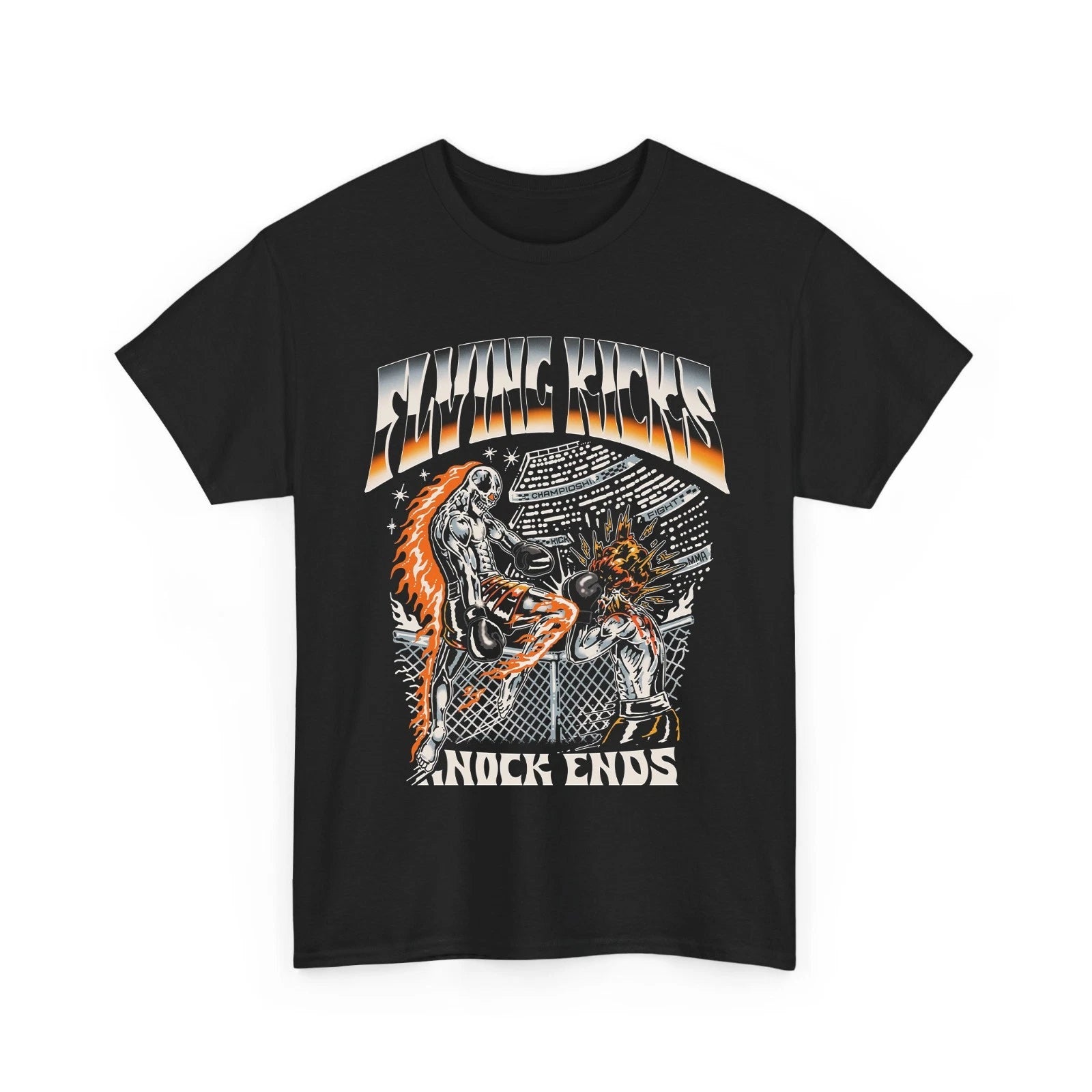 Graphic MMA Fighter Skeleton T-Shirt, Streetwear Style