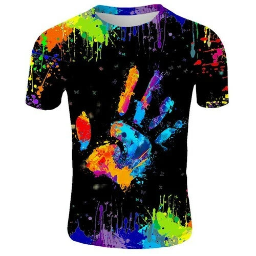 New Tie Dye palm print Casual Women Men T-Shirt 3D Print Short Sleeve Tee Tops