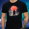 Mens Samurai Motif Cotton T-Shirt Size S to 5XL