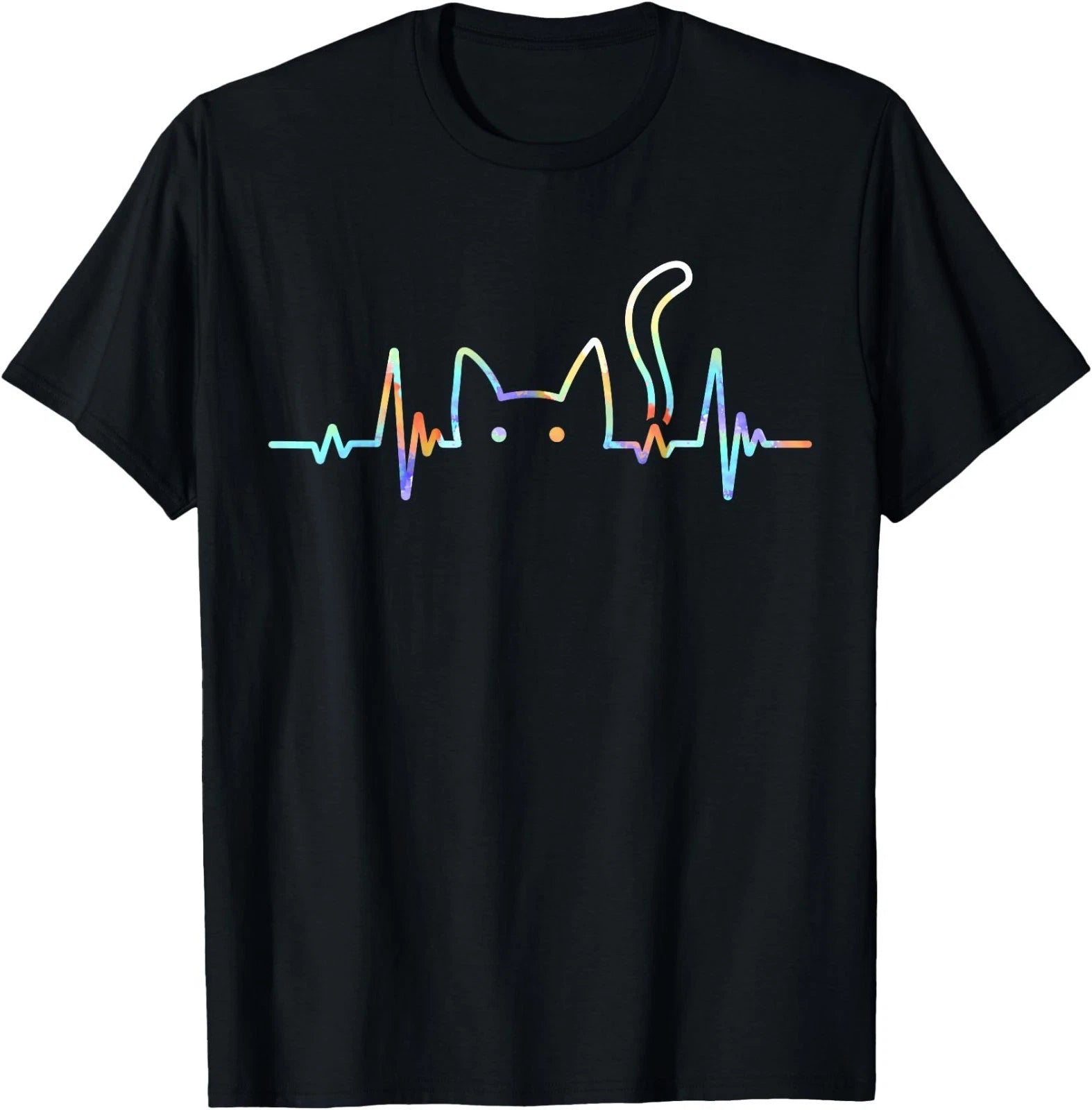 Heartbeat Cat Lover Animal Silhouette Cute Cat T-Shirt