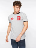 Bench Ralphio Mens Crew Neck T-Shirt Short-Sleeved Smart Casual Top Grey/Black