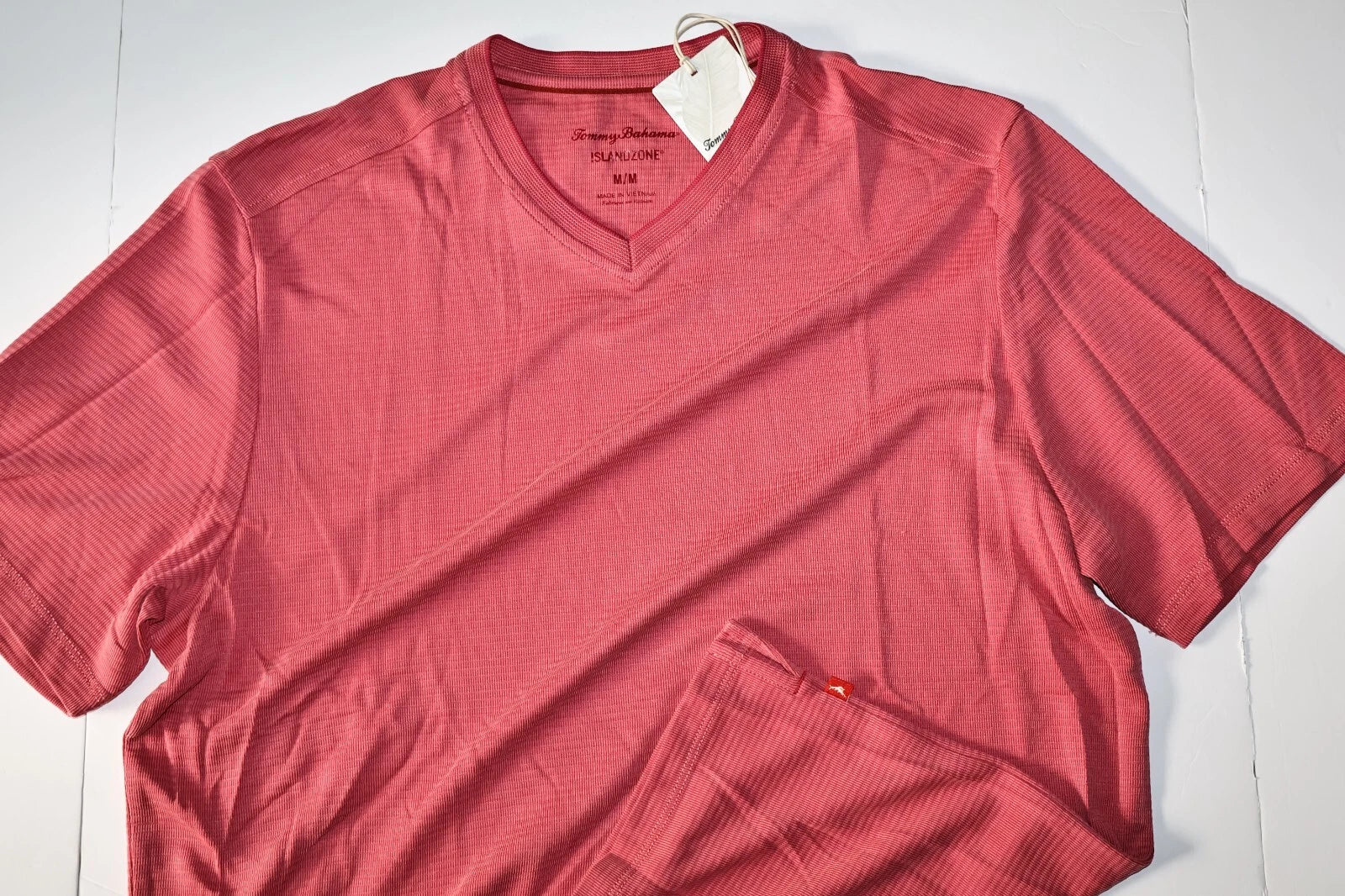Tommy Bahama T Tee Shirt Coastal Crest V Neck Performance Wine Red Medium M