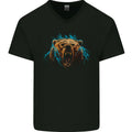Bear Lightening Bolt Mens V-Neck Cotton T-Shirt