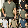 Loose Fit Men Short Sleeve Solid Color Button Up T-Shirt Lapel Collar for Polo