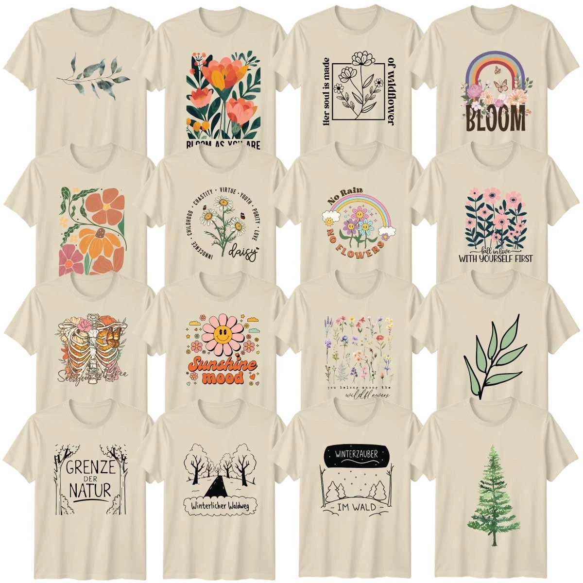 Forest Floral Adult T-Shirt Flowers Outdoor Nature Lover Gift