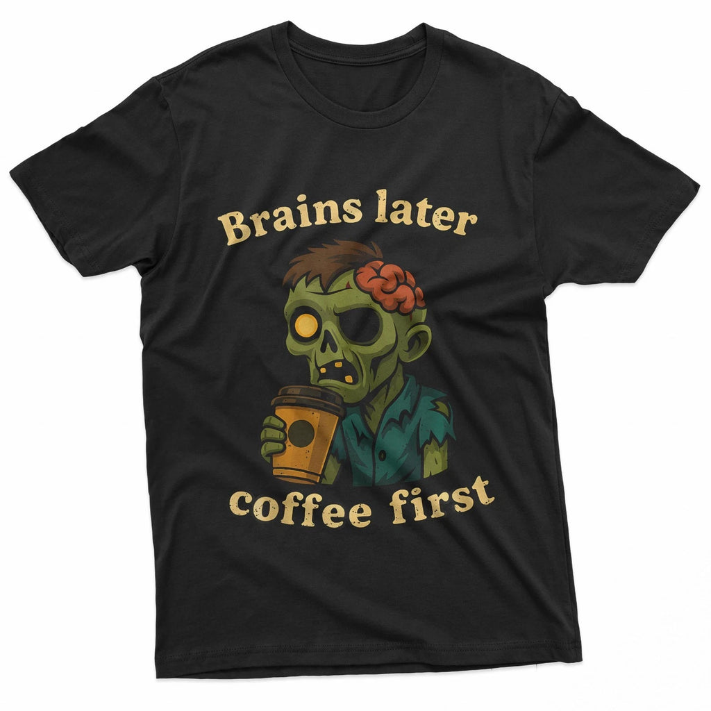 Coffee First Halloween Funny Zombie Monster Caffeine Lover T-Shirt