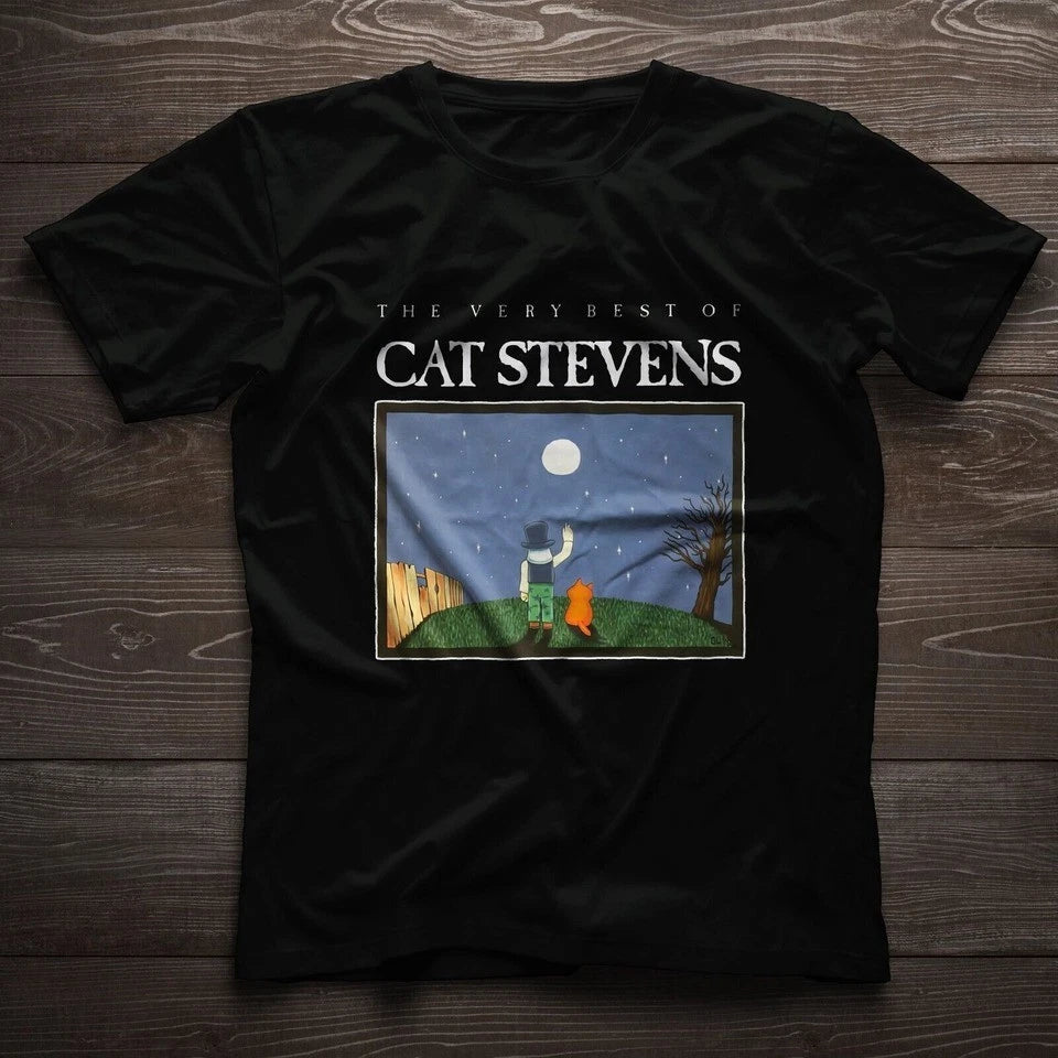 Cat Stevens - The Very Best of Cat Stevens 1989 Black T-Shirt S-5XL Q4541