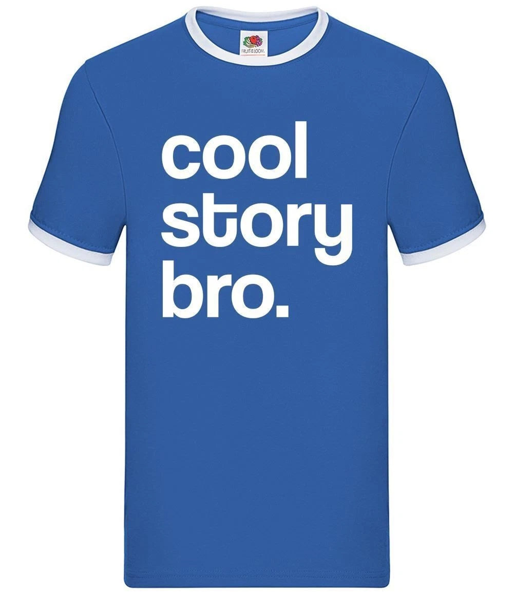 Cool Story Bro! Funny - Mens Ringer - Humour Sarcasm Joke Funny
