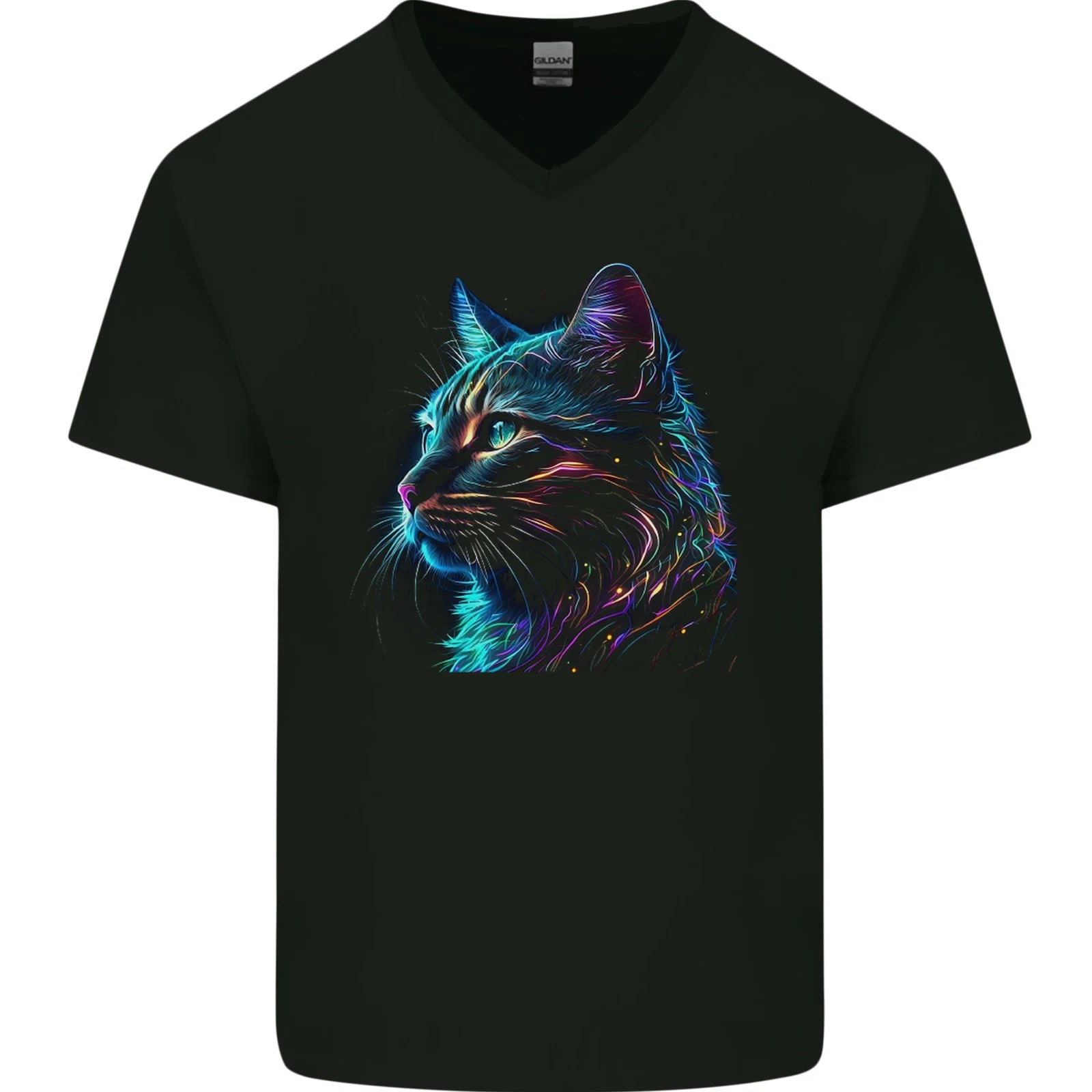 A Fantasy Cat With Cool Colours 3 Mens V-Neck Cotton T-Shirt