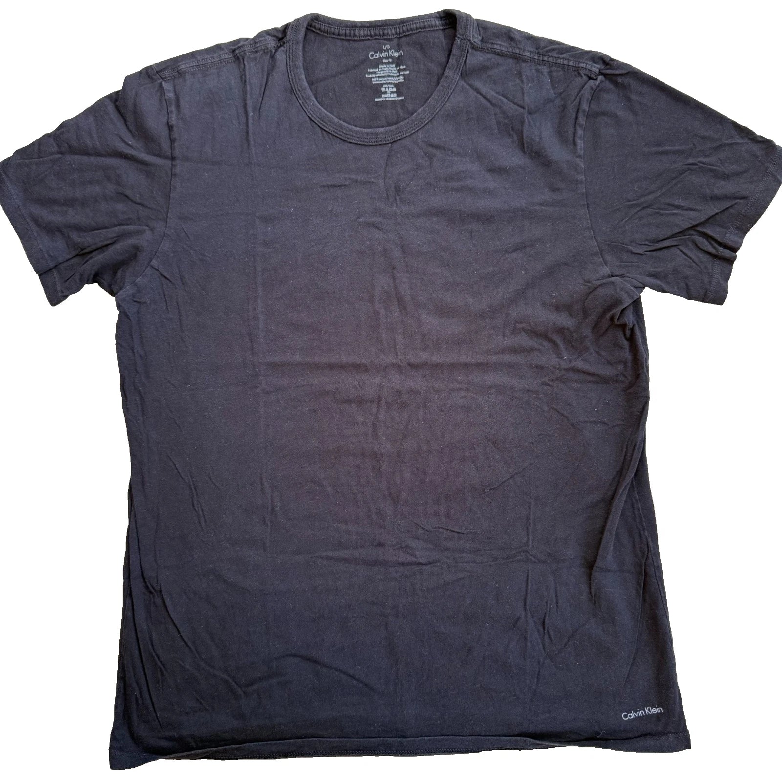 Calvin Klein Cotton Slim Fit Tee Black L Minimalist Logo