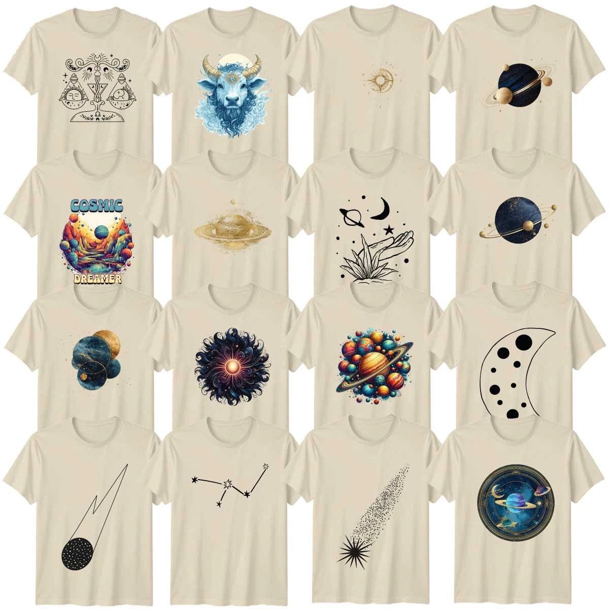 Boho Astronomy Adult T-Shirt Zodiac Moon And Stars Celestial Gift