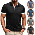 Men Slim Fit Short Sleeve Pullover T-Shirt Lapel Collar Quick Drying Fabric Top