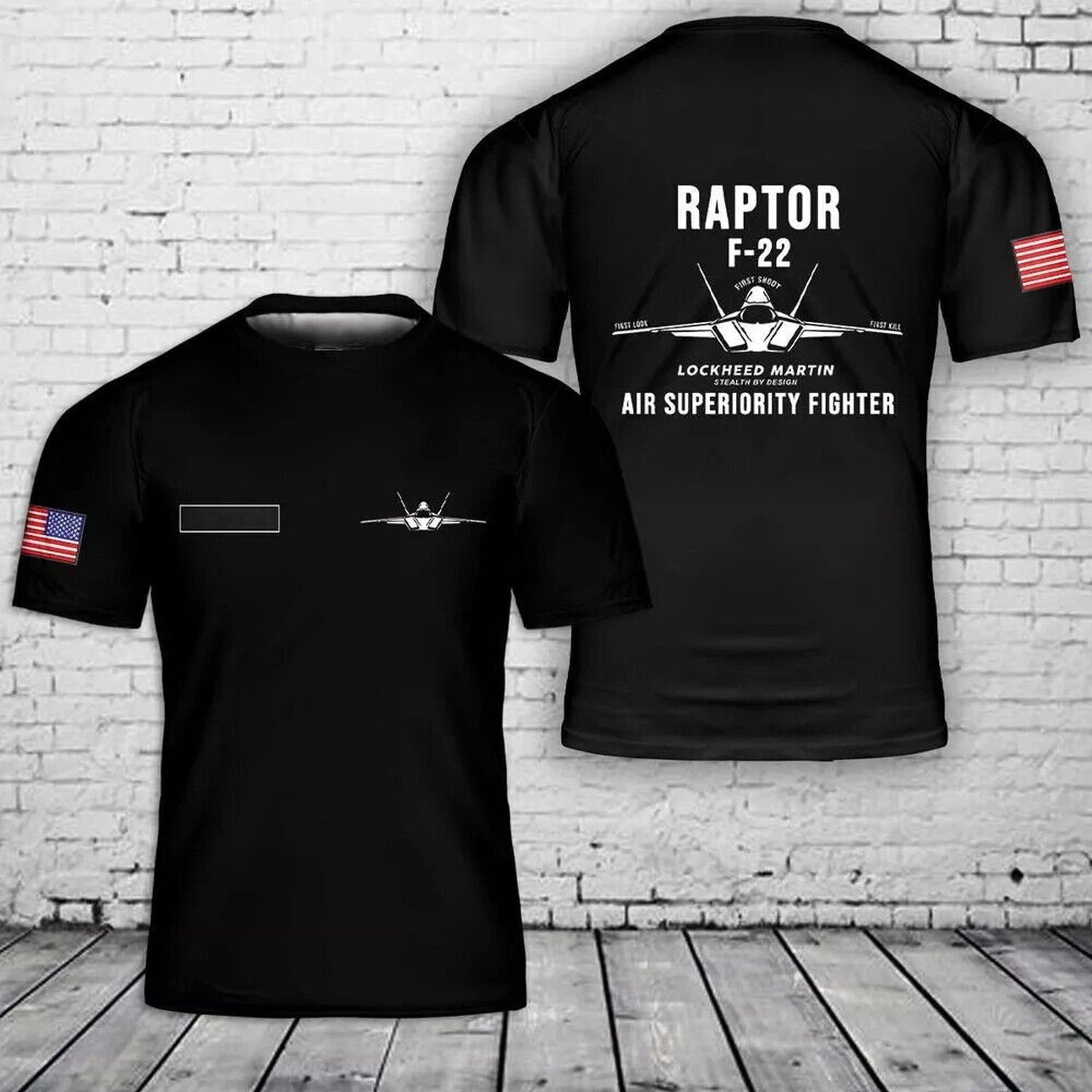 Custom Name US Air Force F-22 Raptor Stealth Air Superiority Fighter T-Shirt