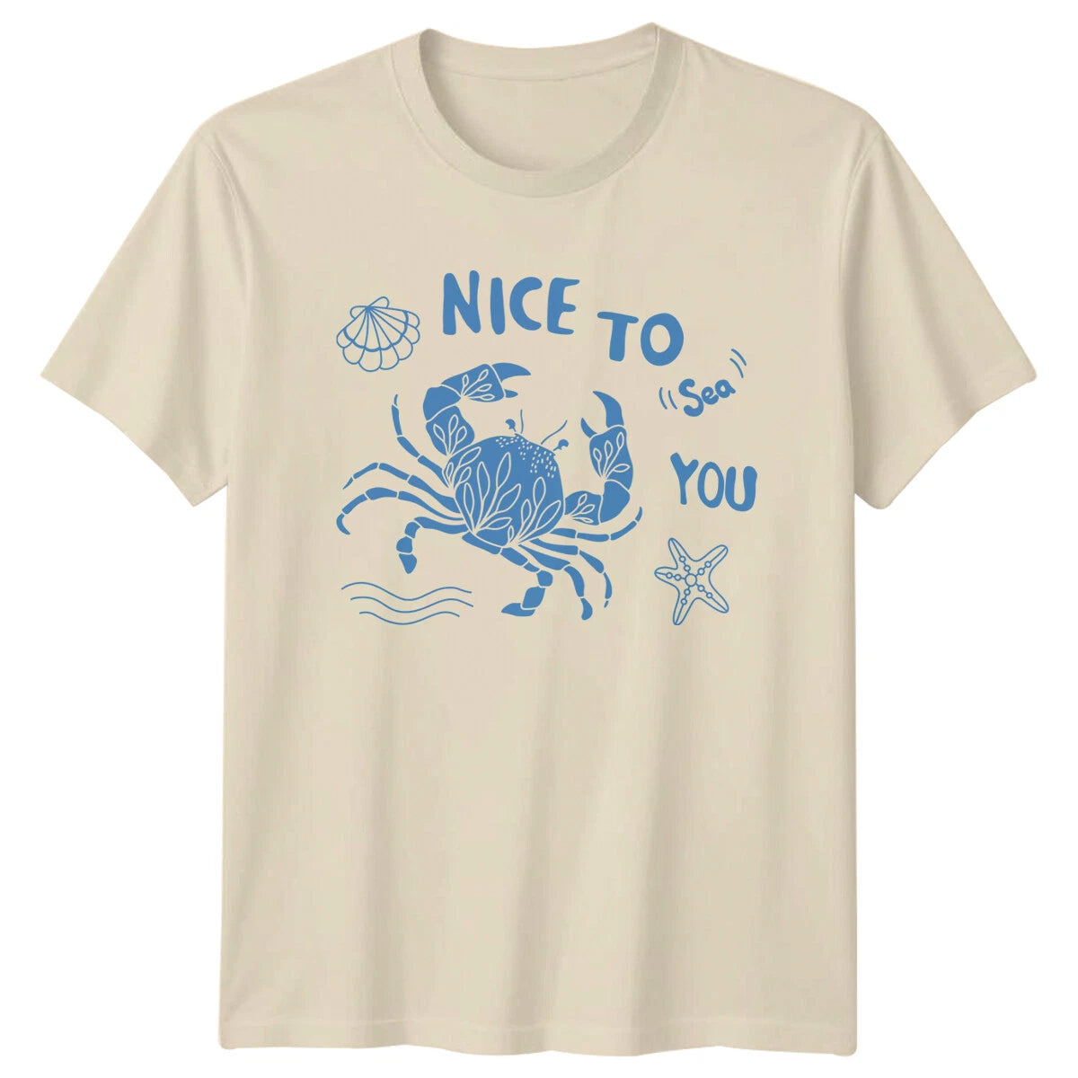 Nice To Sea You Crab Animals Mens T-Shirt Womens Tee Graphic Unisex Top