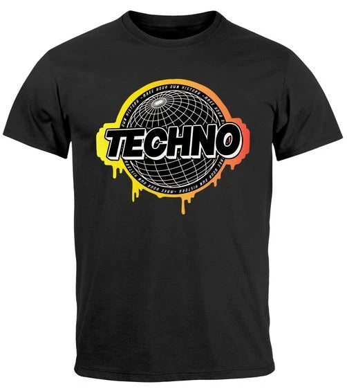 Mens T-Shirt Techno World Design Print Print Music Electronic Fashion