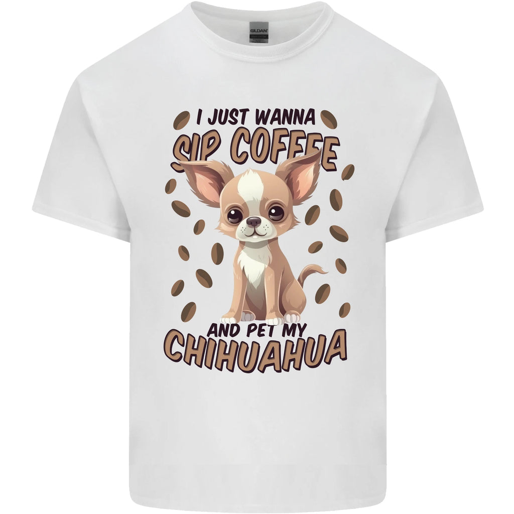 Sip Coffee and Pet My Chihuahua Mens Light Cotton T-Shirt