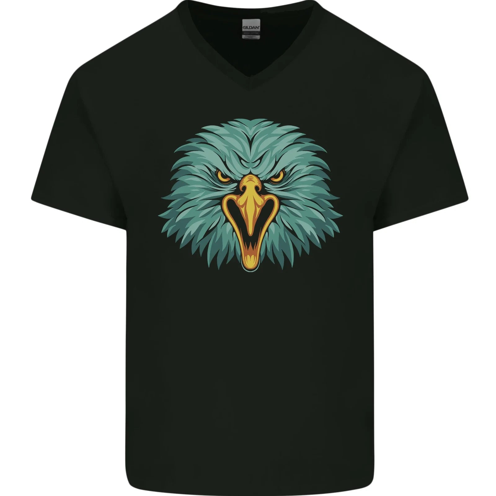 An Eagle Head Mens V-Neck Cotton T-Shirt