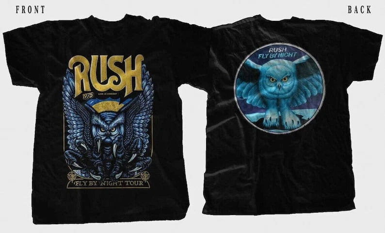 RUSH Fly by Night Tour 1975 Canadian Rock Band T-Shirt, Rush Retro Vintage Shirt