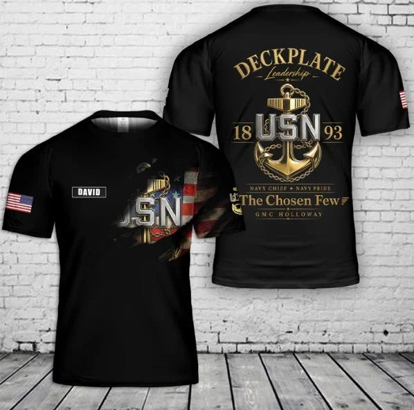 Custom name US Navy Chief 3D T-Shirt