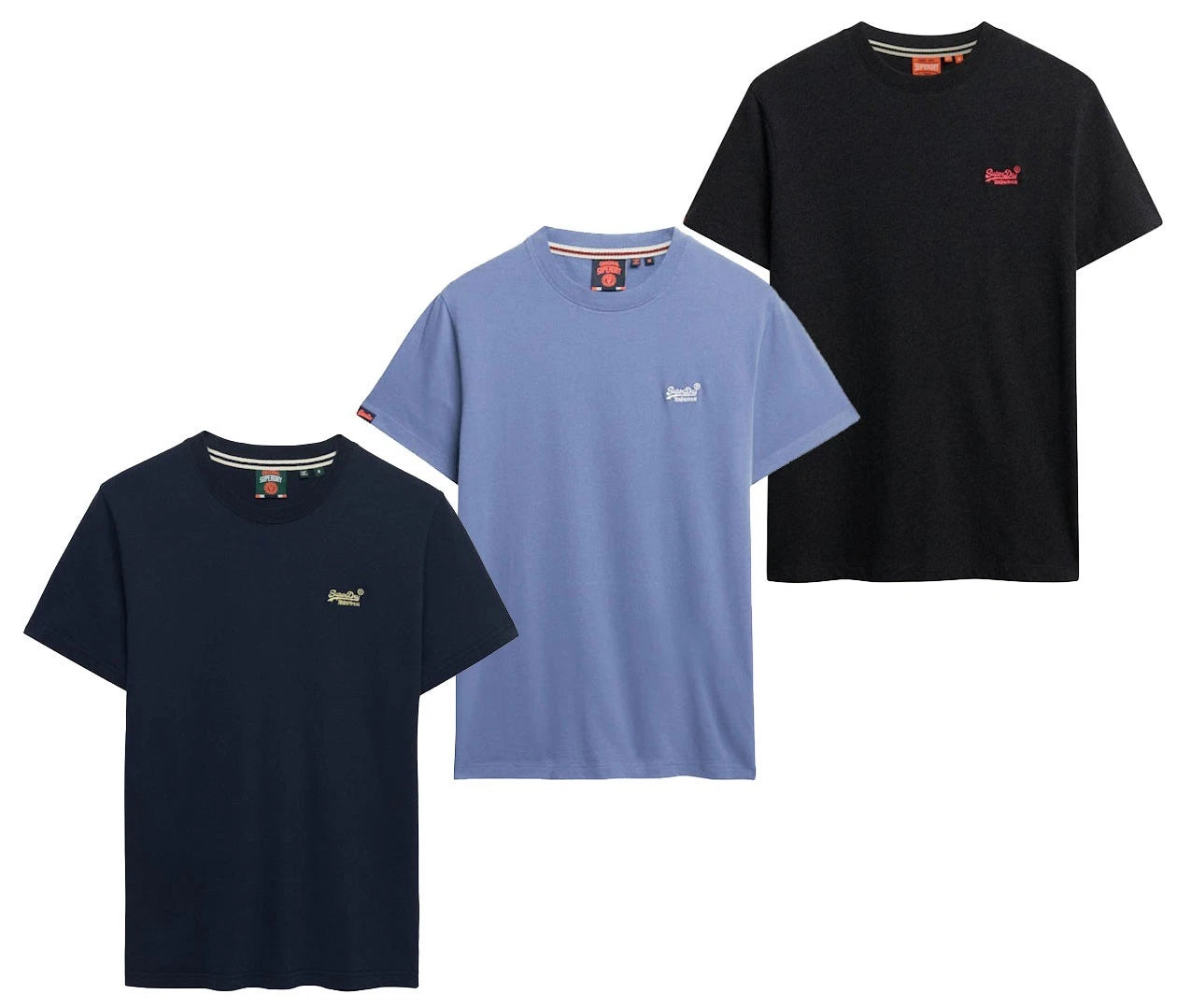 Superdry T Shirt Crew Neck Short Sleeve Essential Logo Tee Black Blue Navy