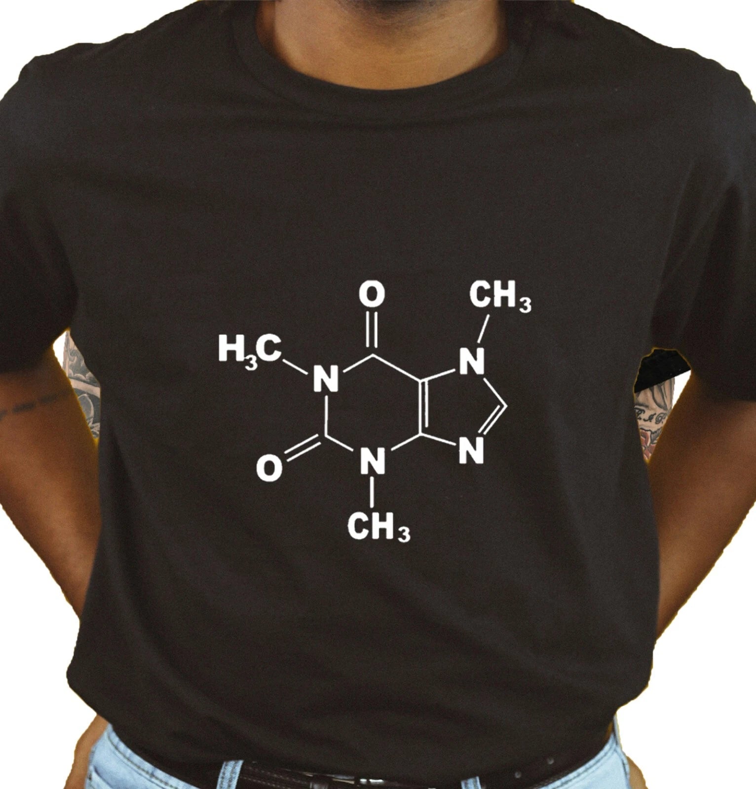 Unisex Slim Fit T-Shirt - Caffeine Structure Original Summer Crewneck Slim Fit