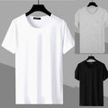 Formal Men's Round Neck Solid Short Sleeve T Shirt Tee Top for Office Wear