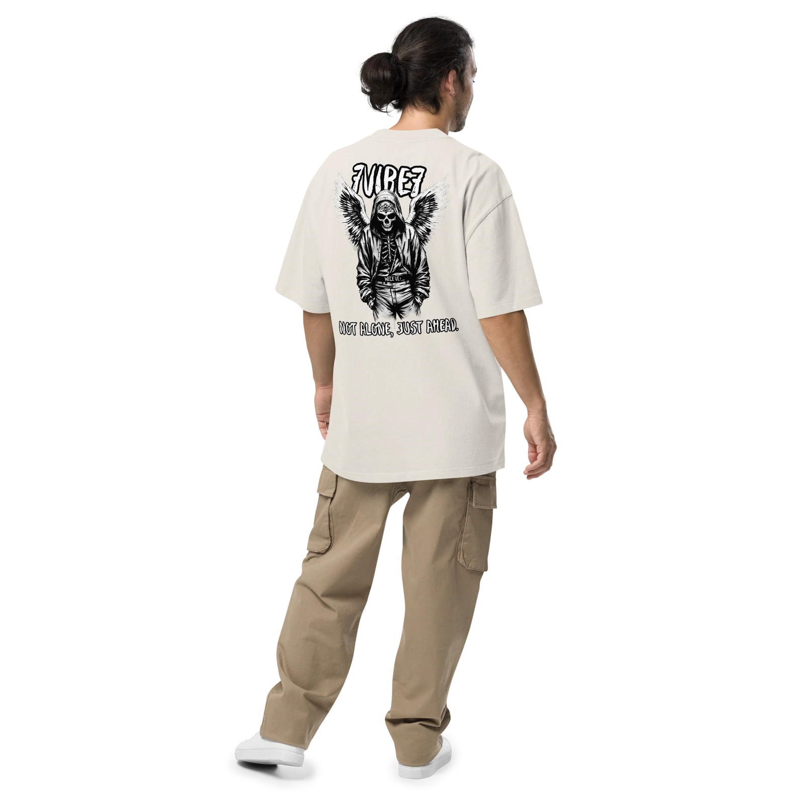 Oversized faded t-shirt Walk Alone 7Vibe7 Urban Streetwear Graffiti Style