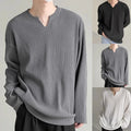 Comfortable Men's V Neck Long Sleeve T Shirts with Stripes for Casual Use